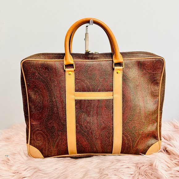 AUTHENTIC ETRO PAISLEY CANVAS AND LEATHER LAPTOP BAG BRIEFCASE MADE IN ITALY